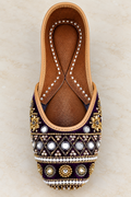 Royal Purple Handcrafted Embroidered Jutti – Mirror & Pearl Work