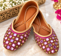 Embroidered Mirror Work Magenta Jutti for Women