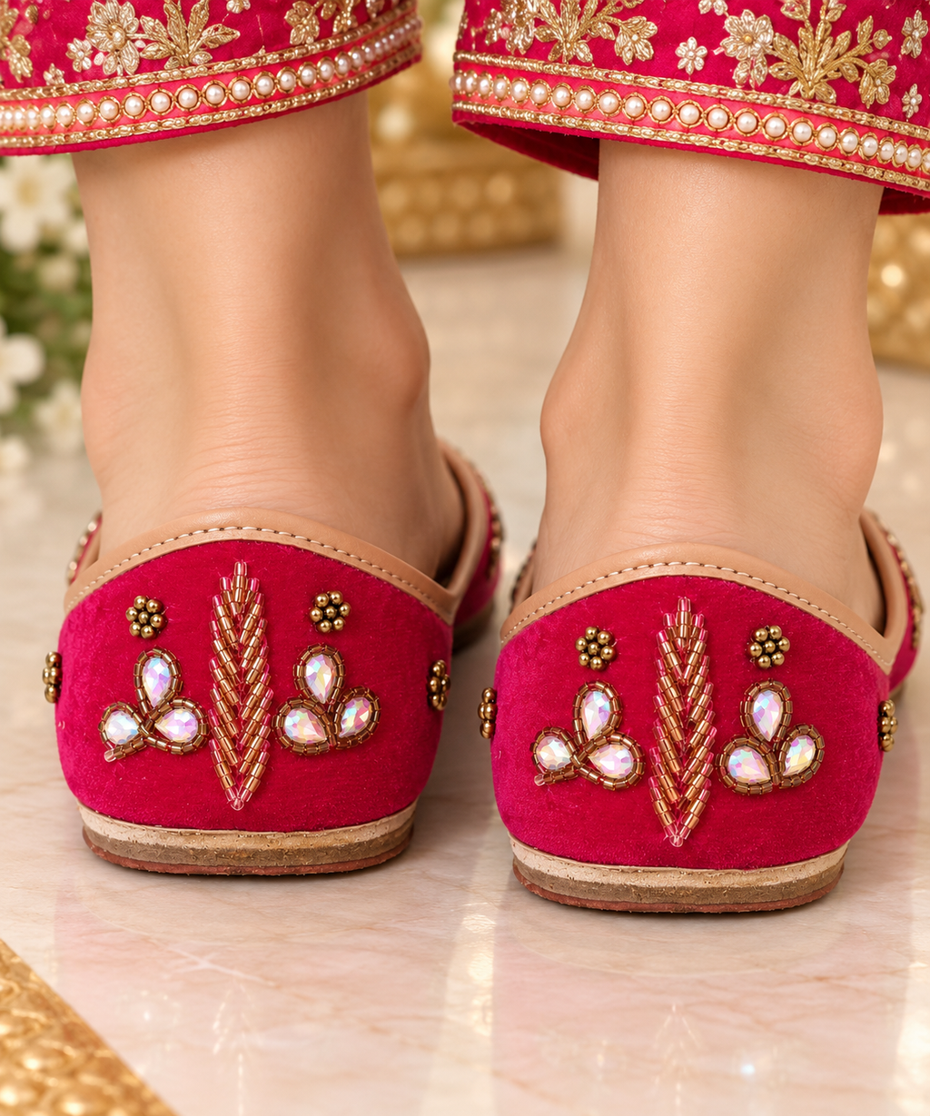Embroidered Pink Designer Punjabi Jutti for Women