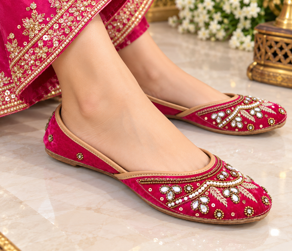 Embroidered Pink Designer Punjabi Jutti for Women