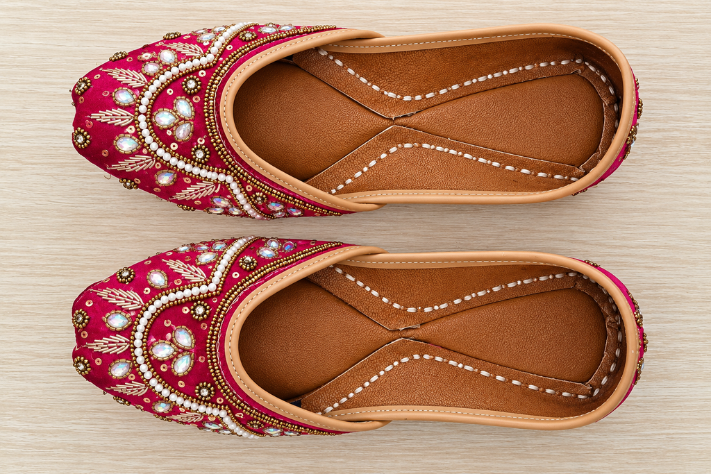 Embroidered Pink Designer Punjabi Jutti for Women
